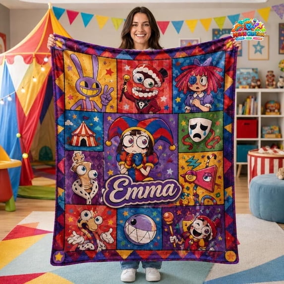 Personalized The Amazing Digital Circus Flannel Blanket, Custom Name ...