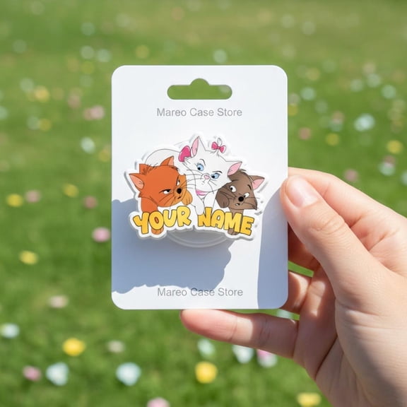 Personalized The Aristocats Pop Socket, Custom Name Marie Cat Phone Grip, Disney Cats Hologram Phone Accessory