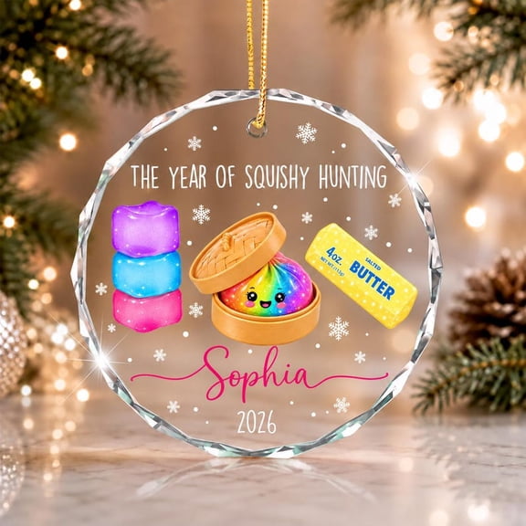 Personalized The Year of Squishy Hunting Christmas Ornament, Custom Name and Year Kawaii Squishy Keepsake, Christmas Gift for Squishy Lovers