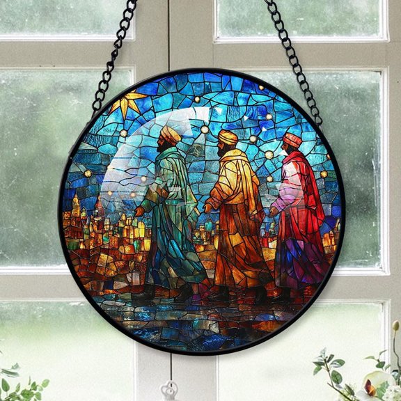Personalized Three Magi Suncatcher Stained Glass, Three Magi Gifts for Women, Three Magi for Windows, Three Magi Window Hangings with Chain and Hook hgJT9K