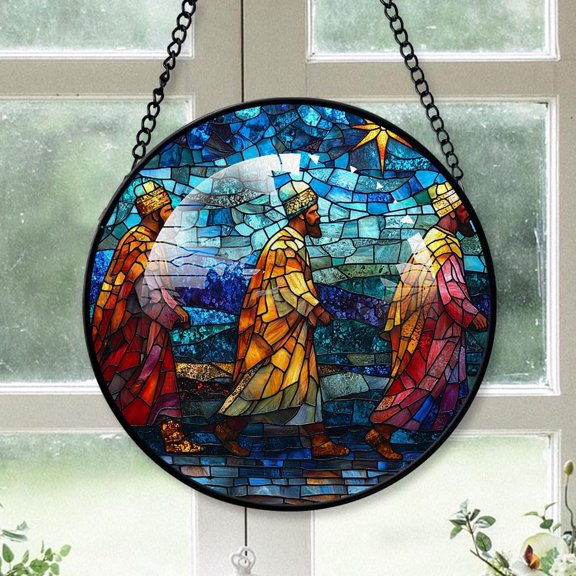 Personalized Three Magi Suncatcher Stained Glass, Three Magi Gifts for Women, Three Magi for Windows, Three Magi Window Hangings with Chain and Hook xEYK4H