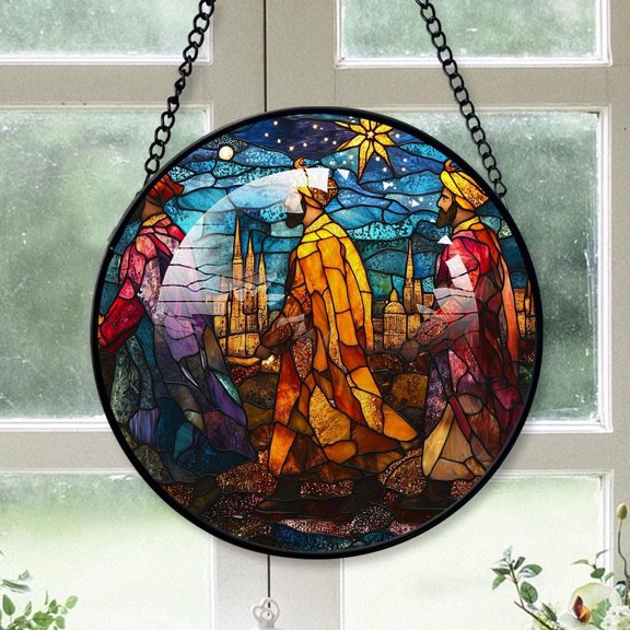Personalized Three Magi Suncatcher Stained Glass, Three Magi Originally Designed , Three Magi Suncatchers for Indoor Window, Beautiful Gifts 8f8JNJ