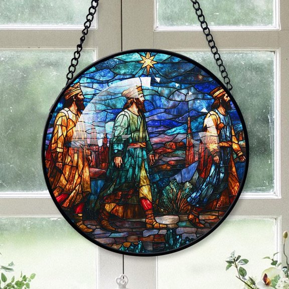 Personalized Three Magi Suncatcher Stained Glass, Three Magi Originally Designed , Three Magi Suncatchers for Indoor Window, Beautiful Gifts cfGGcV