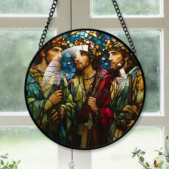 Personalized Three Magi Suncatcher Stained Glass, Three Magi Stained Glass Window Hanging Three Magi Sun Catchers Indoor Window Décor kcdZRq