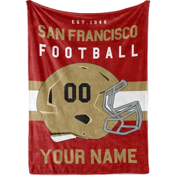 Personalized Throw Blanket for Football Fans - Ships Next Day - Made in USA - Custom Fleece Name Blanket - Ideal for Youth Football Players & Adults (50x60 Sherpa - San Francisco)
