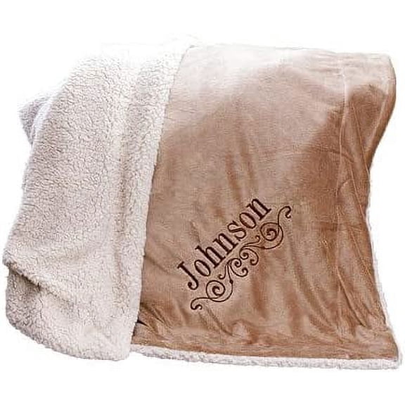 Personalized Throw Blanket with Name, Measures 50 x 60 Inches, Embroidered and Sherpa Blanket for Bed or Couch, Polyester Throw Blanket$$Home Decor, Kitchen, & Other