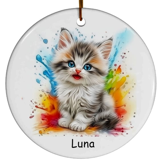 Personalized Tiffany Cat Christmas Ornament, Customized Ornament with Cat Name, Christmas Ornament, Gift for Mother's day, Father's day, Christmas, Birthday, Gift for Cat Lover