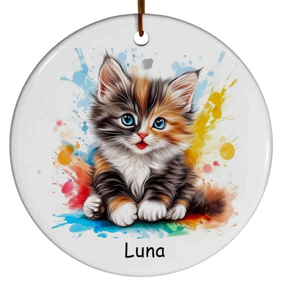 Personalized Tiffany Cat Christmas Ornament, Customized Ornament with Cat Name, Christmas Ornament, Gift for Mother's day, Father's day, Christmas, Birthday, Gift for Cat Lover