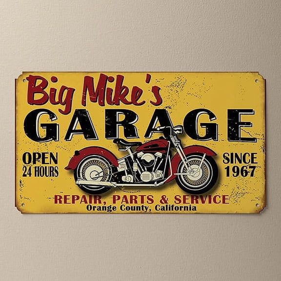 Personalized Tin Sign - My Garage Yellow