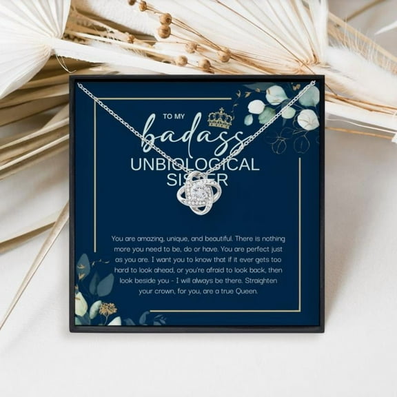 Personalized To My Badass Unbiological Sister Necklace, Straighten Your Crown, Gift For Best Friend, BFF Gift
