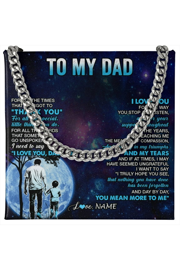 Personalized To My Dad Necklace From Son Thank You Day By Day Dad Birthday Gifts Fathers Day Christmas Customized Gift Box Message Card