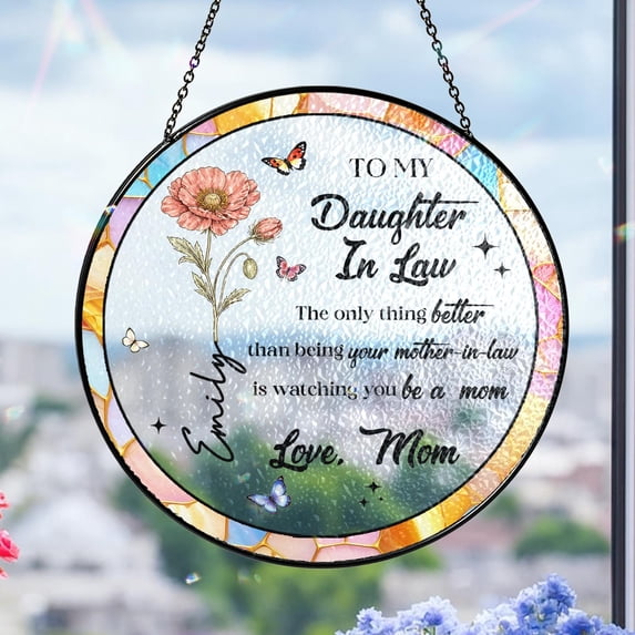 Personalized To My Daughter-In-Law Suncatcher Stained Glass New Mom First Time Mother's Day Gift