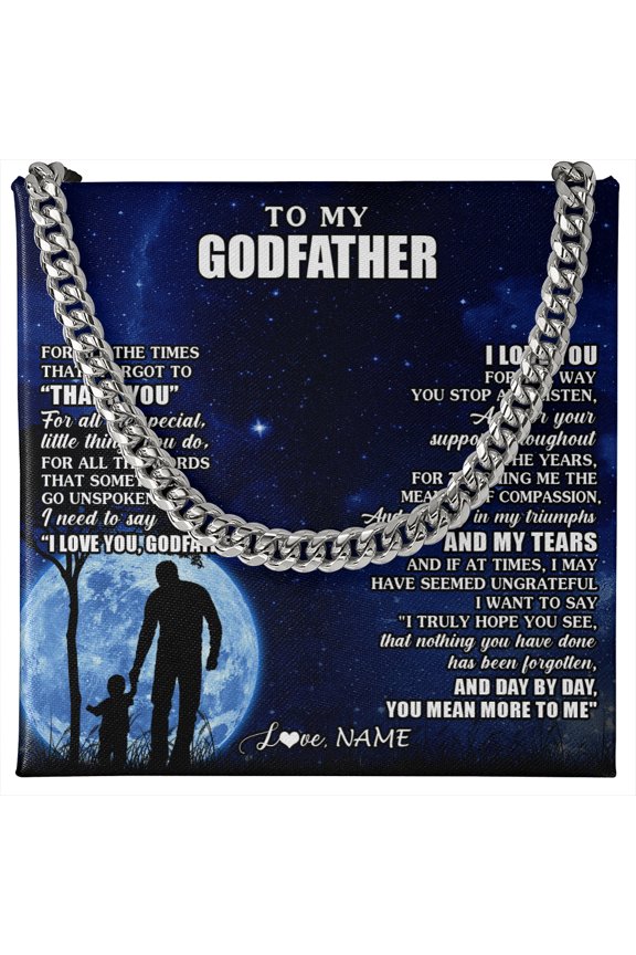 Personalized To My Godfather Necklace From Nephew Niece Thank You Grateful Love Uncle Birthday Fathers Day Christmas Customized Gift Box Message Card