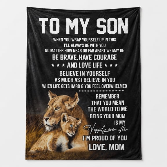 Personalized To My Son Fleece Blanket, Custom Name Text Gift from Mom, 280gsm Polyester Throw Blanket