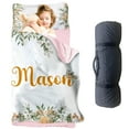 thumbnail image 1 of Personalized Toddler Nap Mat with Name – Flower Pattern Roll-Up Sleeping Mat for Preschool Daycare, Removable Pillow Soft Minky Blanket, Custom Kids Nap Mat for Girls, Ideal for Travel or Camping, 1 of 8