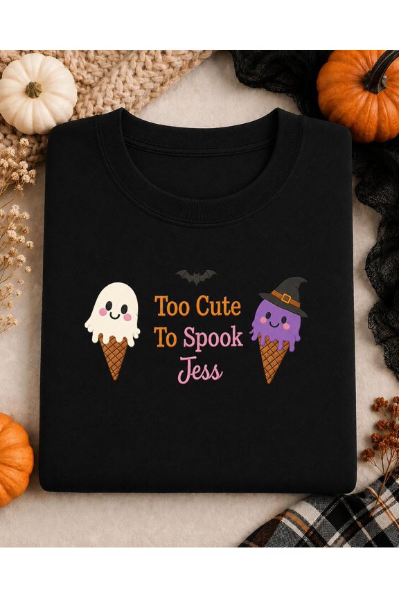Personalized Too Cute To Spook, Custom Name Halloween Ice Cream Ghost, ANANDHIS-Shirts