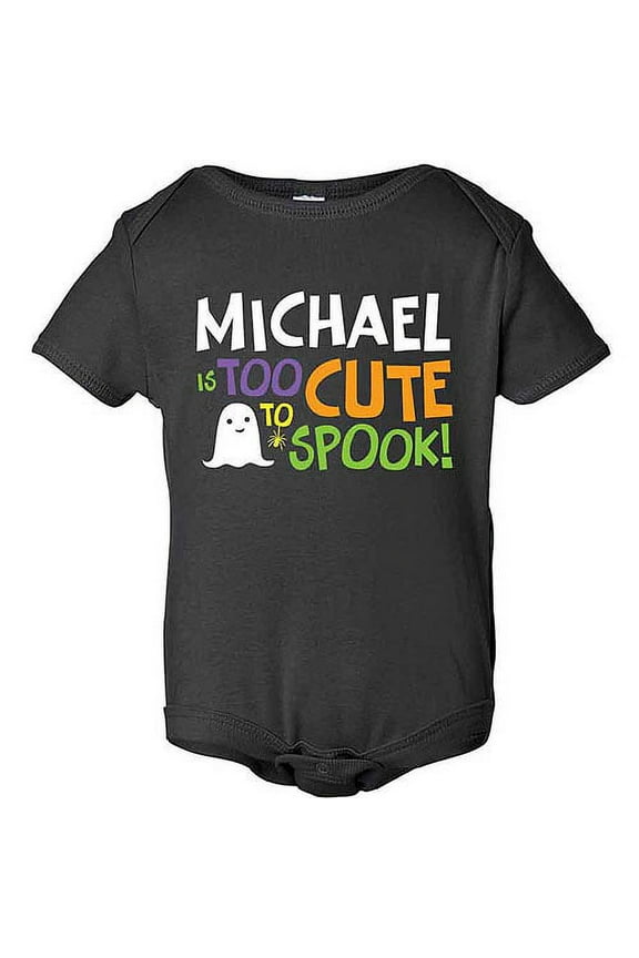Personalized Too Cute to Spook Baby Black Creeper