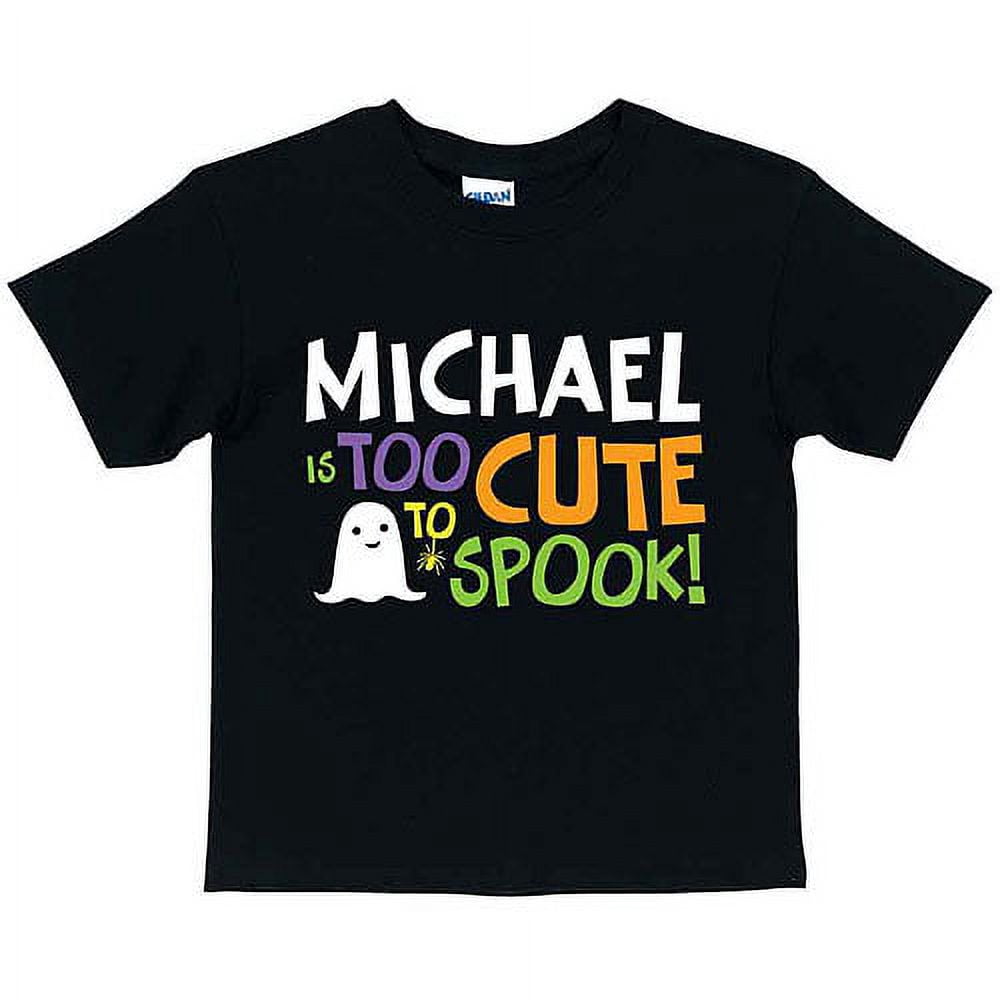 Personalized Too Cute to Spook Toddler Black T-Shirt