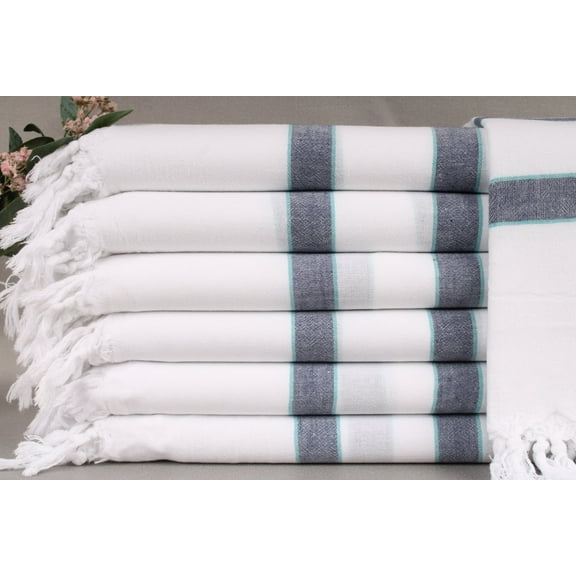 Personalized Towels, Custom Towel, White-Navy Blue Towel, Striped Towel, 40x71 Inches Wedding Favor, Warm Towel, Fitness Towel,