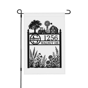 Personalized Tractor House Numbers Garden Flag For Farmhouse Yard Decor 12x18 in