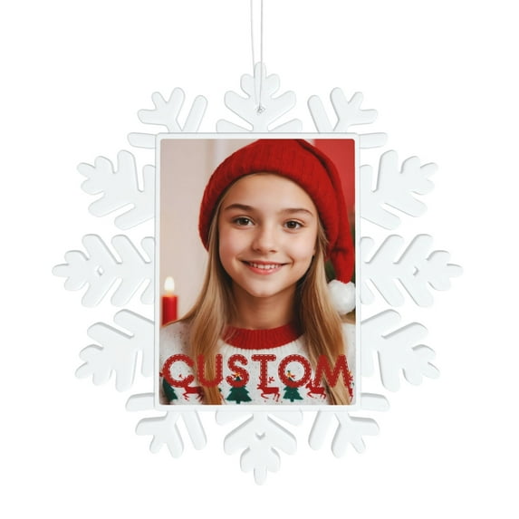 Personalized Transparent Snowflake Christmas Ornaments with Photo, Custom Picture Christmas Hanging Ornament, Holiday Memory Keepsake Gift for Family, Loves, Friends - Custom Vertical Image