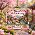 Personalized Travel Christmas Ornament, Cherry Blossom Garden Wooden ...