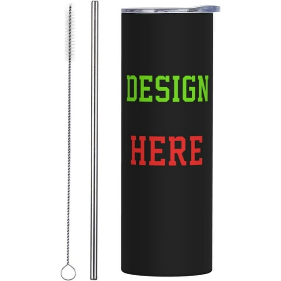 Personalized Travel Mug with Straw, Add your Pictures Logo Text, 20oz Double Layers Insulated Stainless Steel Mug, Custom Gifts for Men Women Dad Mom