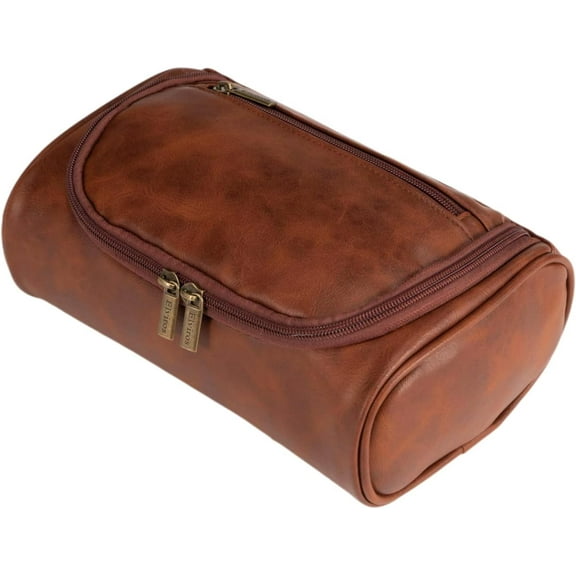 Personalized Travel Toiletry Bag for Men with Handle- Portable Cosmetic Case, Travel Essentials for Traveling Men Waterproof Leather Dopp Kit Gift for Father's Day
