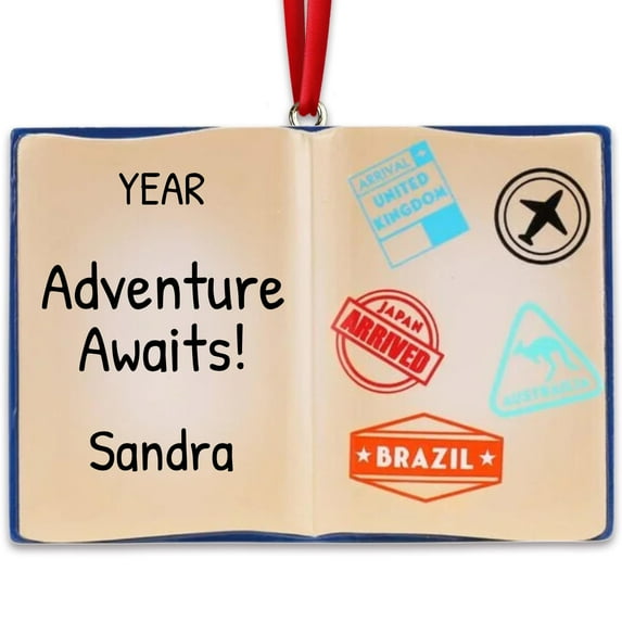 Personalized Traveler Ornament 2024-Adventure Time Christmas Vacation Passport-Ornaments by Elves