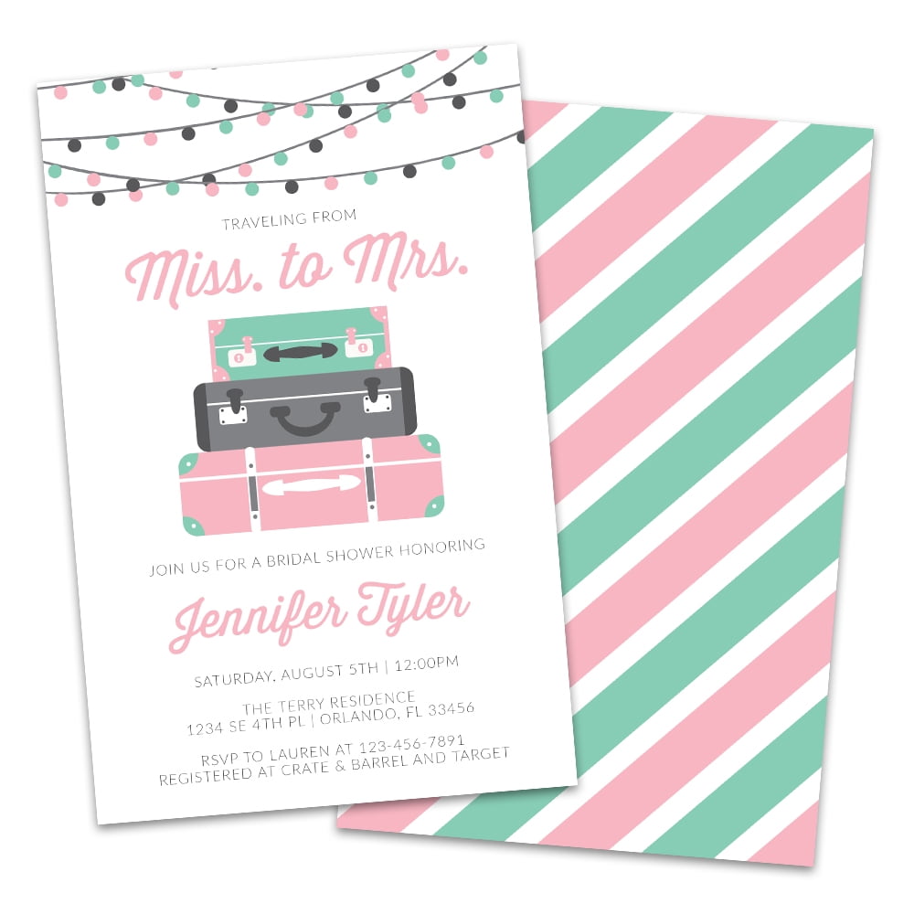 Personalized Traveling from Miss to Mrs. Bridal Shower Invitations