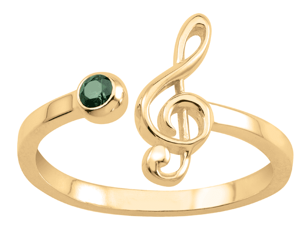 Personalized Treble Clef Birthstone Ring in 10k Gold by Jewlster