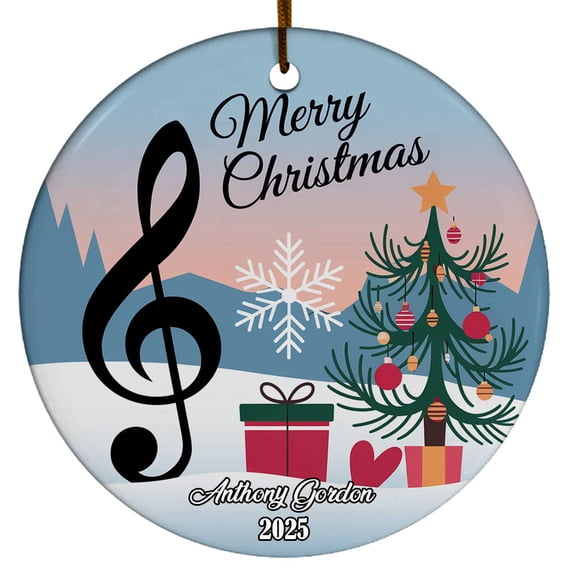 Personalized Treble Clef Christmas Ornament, Custom Music Lover NameChristmas Ornaments, Music Note Ornament for Music Teacher Band, Merry Christmas Ornament 2025