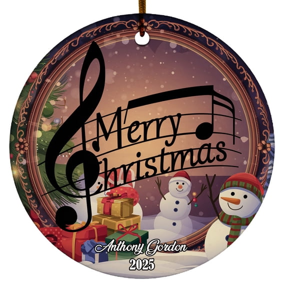 Personalized Treble Clef Christmas Ornament, Custom Music Lover NameChristmas Ornaments, Music Note Ornament for Music Teacher Band, Merry Christmas Ornament 2025