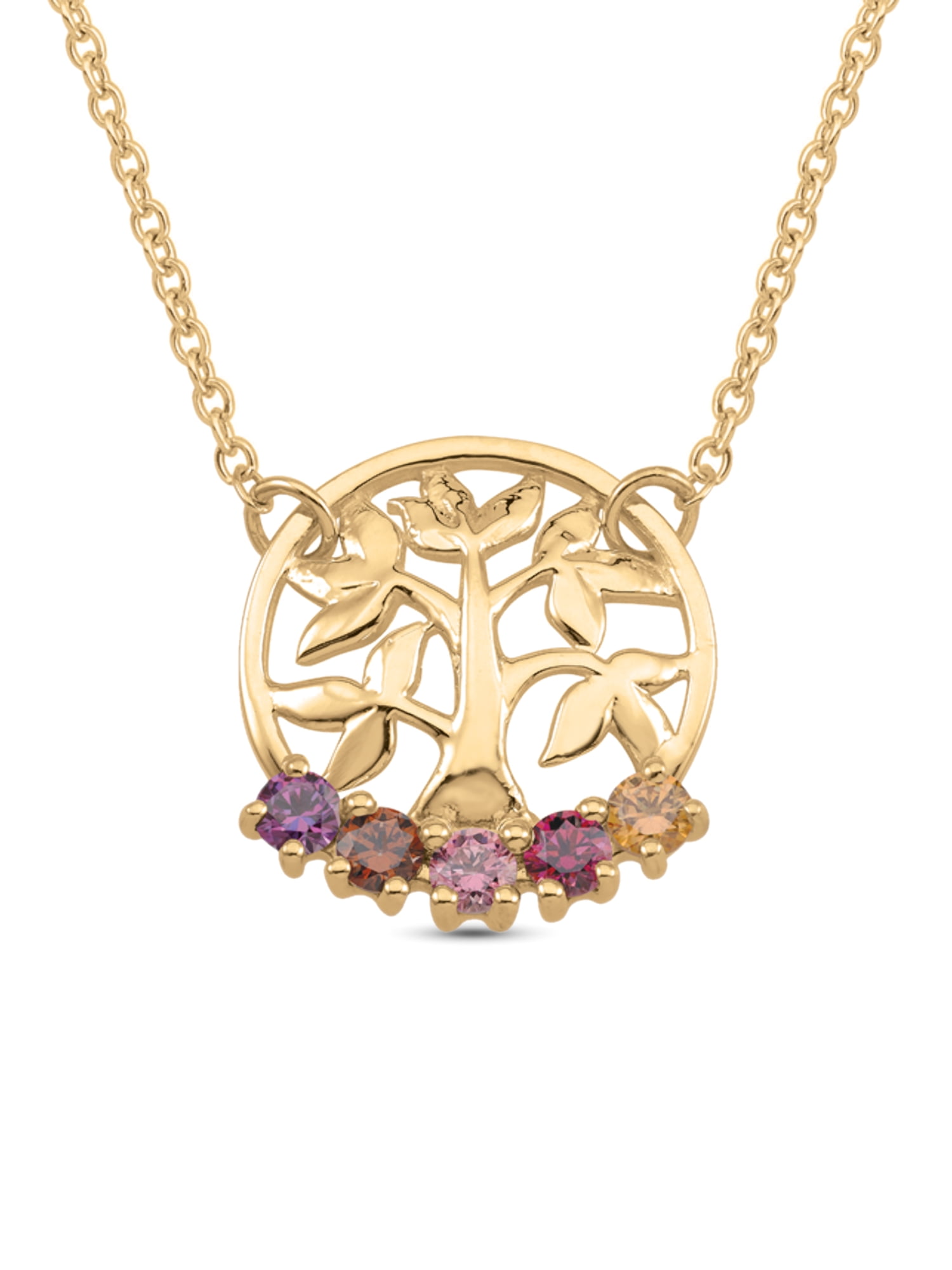 Personalized Tree of Life Birthstone Necklace in 14K Gold by Jewlster