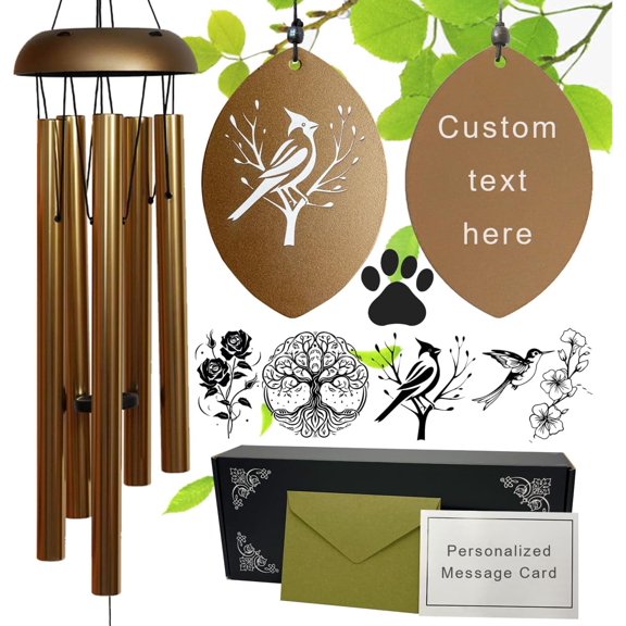 Personalized Tree of Life Wind Chimes, Deep Melody, Custom Engraving, Thoughtful Outdoor Gift