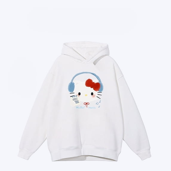 Personalized Trendy Drawstring Pullover Casual Hoodie Printed Cartoon Hello Kitty Clothes