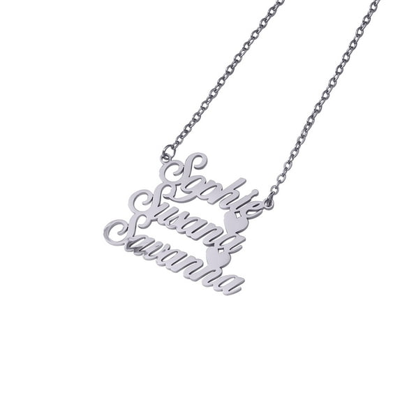 Personalized Triple Layer Custom Name Necklace Pendant Custom Made with 3 Names Gold ,Silver and Rose Gold