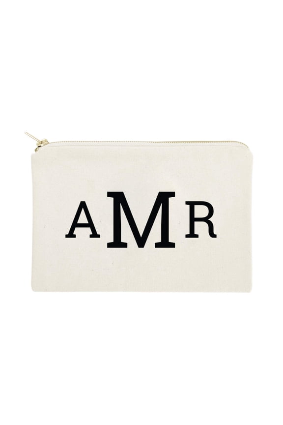 Personalized Triple Modern Monogram Cosmetic Bag and Travel Make Up Pouch by The Cotton  Canvas Co.