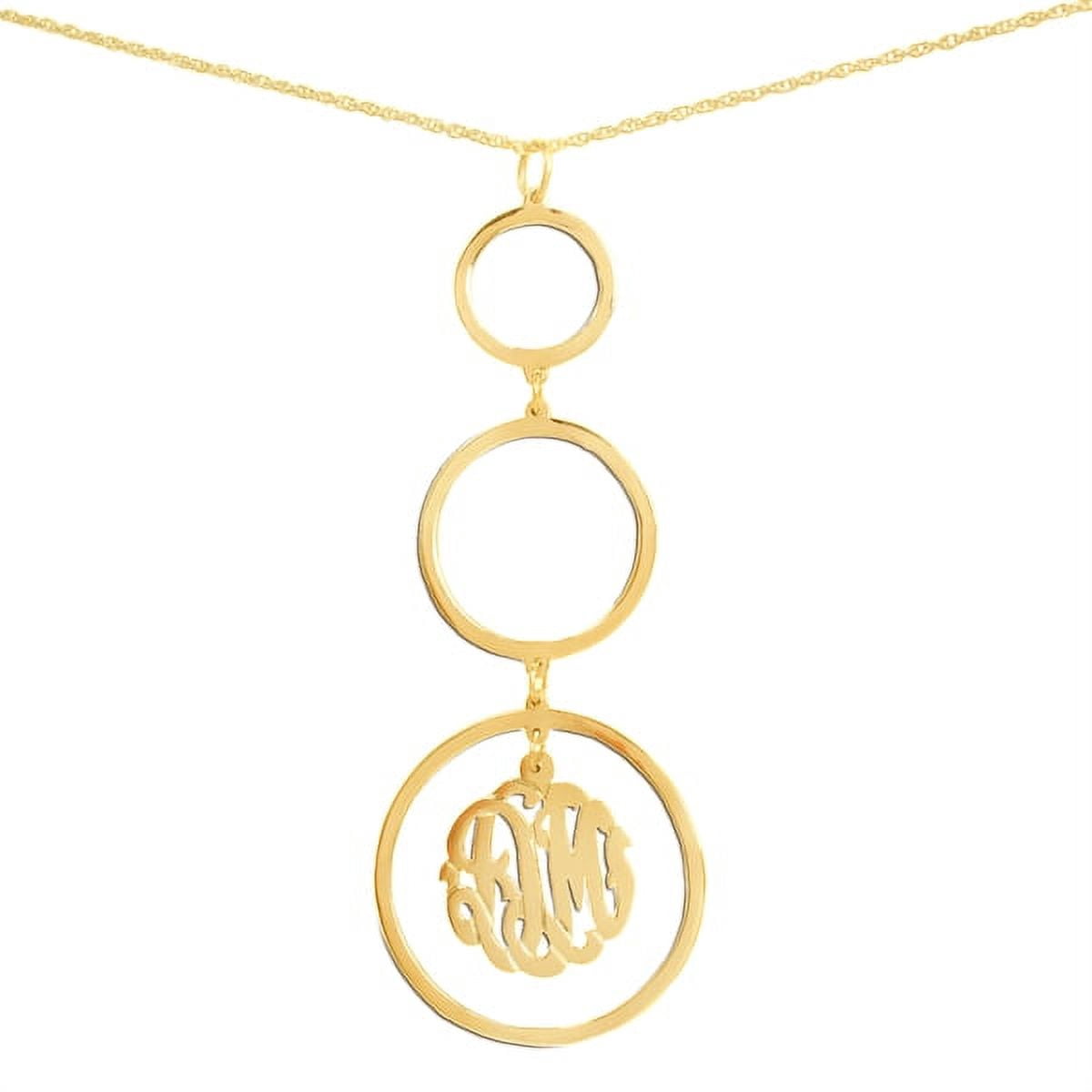 Personalized Triple Pendant Monogram Necklace in Sterling Silver or 14K Gold Plated Sterling Silver