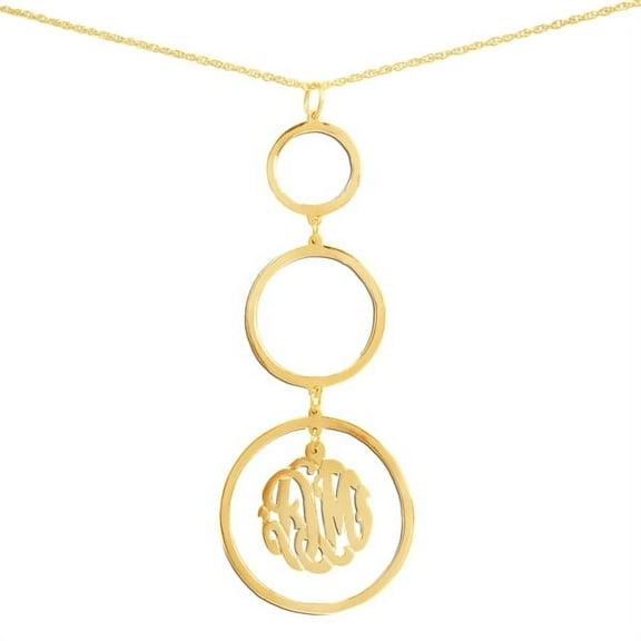 Personalized Triple Pendant Monogram Necklace in Sterling Silver or 14K Gold Plated Sterling Silver