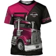 thumbnail image 1 of Personalized Trucker Shirt Custom US Flag Truck Driver Hoodie T-Shirt Funny Trucker Shirts Gift 3D for Men & Women Trucking (Pink, XL), 1 of 10