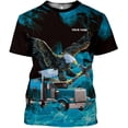 thumbnail image 1 of Personalized Trucker Shirt Custom US Flag Truck Driver Hoodie T-Shirt Funny Trucker Shirts Gift 3D for Men & Women Trucking (Teal, M), 1 of 10