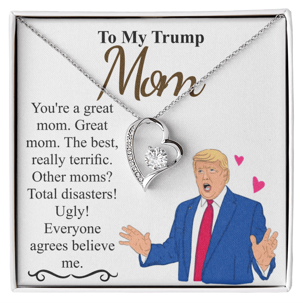 Personalized Trump Mom Mothers day gift Mommy necklace | Mothers day gift from son and daughter | Mom jewelry Cz cross