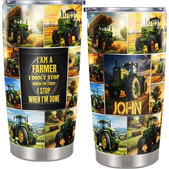 Personalized Tumbler 20 oz Im A Farmer Tractor Travel Mug Stainless Steel Customized Name Insulated Cup Coffee Truck Farm Stuff Farming Gift For Rancher Dad Men Husband