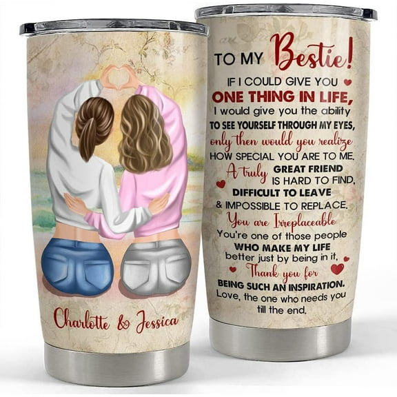 Personalized Tumbler To My Bestie 20oz 30oz Tumblers with Lid Gift for Sister Best Friends Woman Girl Friendship Soul Sister Christmas Birthday