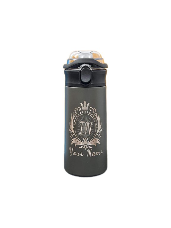 Kids Custom Name Tumblers, Black Stainless Steel Double-Walled Tumbler, 16.9 oz