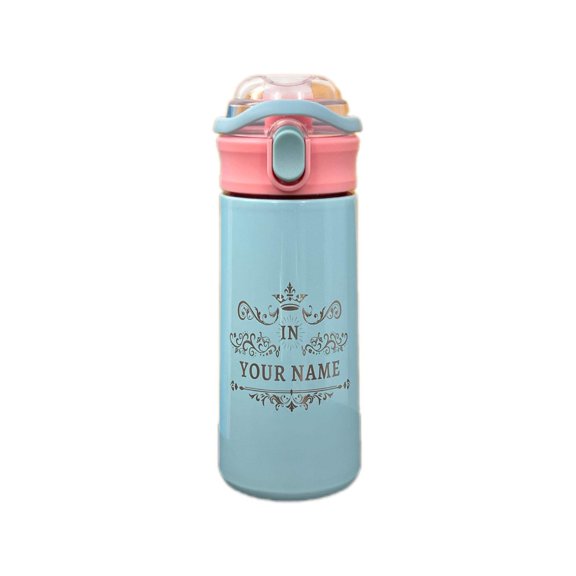 Kids Custom Name Tumblers, 16.9 oz Stainless Steel Tumbler with Straw, Blue