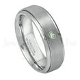 thumbnail image 1 of Personalized Tungsten Wedding Band - 0.07ct Solitaire Alexandrite Ring - 6mm Stepped Edge Brushed Tungsten Ring - Custom Made June Birthstone Ring TN008BS, 1 of 1