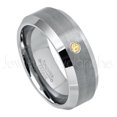 thumbnail image 1 of Personalized Tungsten Wedding Band - 0.07ct Solitaire Citrine Ring - 8mm Beveled Edge Mens Tungsten Ring - Custom Made November TN003BS, 1 of 1