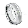 thumbnail image 1 of Personalized Tungsten Wedding Band - 0.07ct Solitaire Peridot Ring - 8mm Mens Dome Tungsten Ring - Custom Made August Birthstone Ring TN022BS, 1 of 1